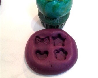4 In One Mold, Star Mold, Heart Mold, Bow Mold, Polymer Clay Mold, Flower Mold, Handmade Mold, Silicone mold,