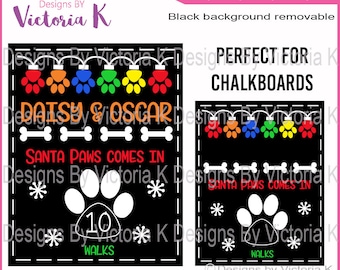 Santa Chalkboard, Christmas dog svg, Christmas Countdown, dog svg, Cut File, SVG, DXF Cut Files, Cricut Design Space, Vinyl Cut Files