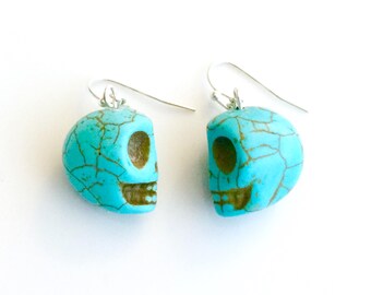 Blue Skull Earrings - Halloween jewelry