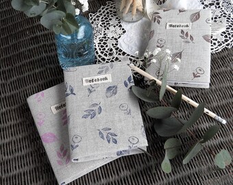 Notebook with hand-printed linen finish