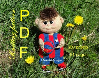 Pattern Knitting Football Soccer Doll, Amigurumi doll pattern for football player, soccer player amigurumi pattern, Lionel Barselona
