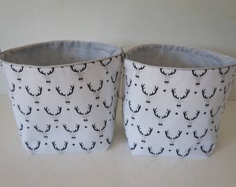 Set of 2 reversible fabric baskets