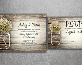 Mason Jar Wedding Invitation Rustic Invitations Babys Breath Country Mason Jar Wedding Invitation Rustic Invitations Babys Breath Country