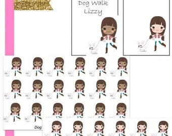 40% Off Sale Lizzy Dog Walk//Planner Character Stickers//EC//HP