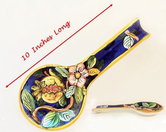 Large Tropical Spoon Rest, Vintage Ceramic