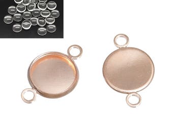 5 kits toned rose gold 19x12mm + Cabochons 10mm glass