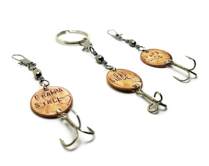 Hand Stamped Penny Fishing Lure, Fishing Lure Key Chain, Gift for Dad, Customized Fishing Lure, Personalized Key Chain, Unique Birthday Gift