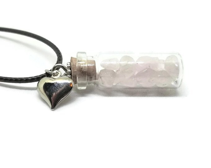 Love or Luck in a Bottle Necklace, Gemstone Bottle Pendant, One of a Kind Necklace, Unique Birthday Gift for Her