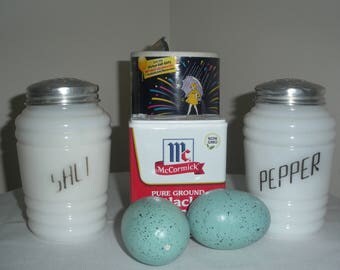 Vintage Milk Glass Salt and Pepper Shakers Range Top