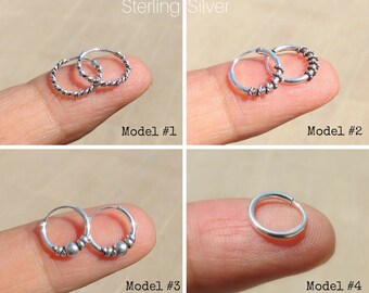 Silver Hoops, Silver Hoop Earrings, Bali Hoops, Mini Hoops, Tiny Hoops, Boho, Ethnic, Tribal, Sterling Silver Hoop Earrings, Sterling Hoops.