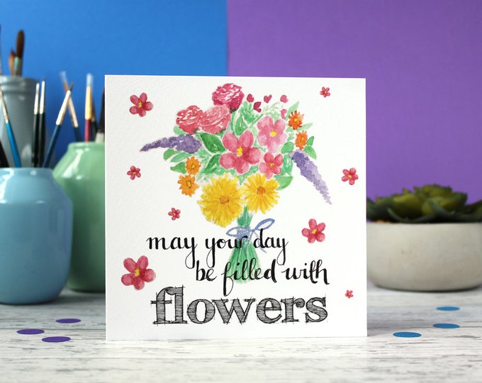 SALE ** Flower birthday card, mothers day card, thank you card, get well soon card, greeting card, blank card