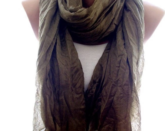 Brown scarf, crinkle brown scarf, scarves for women, cozy scarf, trendy scarf