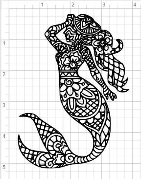 Mandala Mermaid Design SVG PDF Eps Dxf & Studio 3 Cut Files