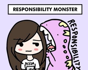 RESPONSIBILITY Monster Stickers / planner stickers, work stickers, to do planner stickers, to do list, run from responsibility sticker / SD6