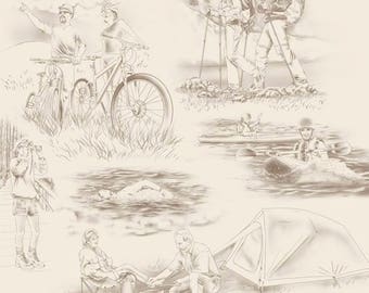 Quilting Treasures - Our National Parks Toile Cream Quilting Treasures 100% cotton fabric by the yard ***QT13***