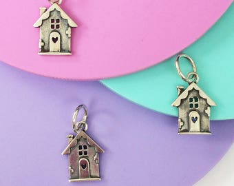 3d Printed, House Charm, Fits Pandora, Charm For Charm Bracelet, Silver Charm, Christian Gift, Joshua 24 15, New Home