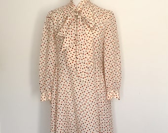 1970s Patterned Polyester Long Sleeve Dress Vintage