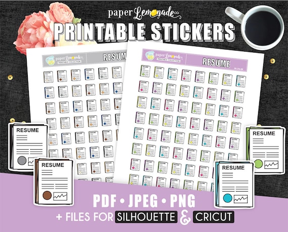 printable stickers resume stickers job hunting printable