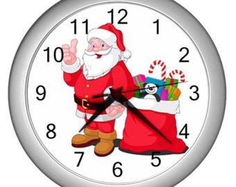 Wall clock decor christmas decor holiday xmas wall clock Santa Claus clocks noel decor