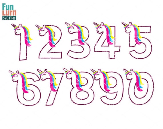 Download Unicorn Numbers SVG Bundle Birthday numbers Rainbow