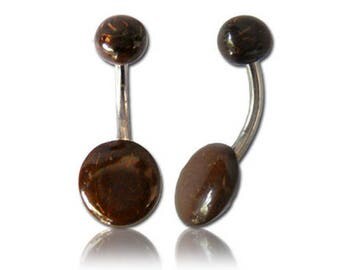 Piercing nombril bague du ventre en acier chirurgical / Navel Bars Coconut shell with 1.6mm 316L surgical steel pin