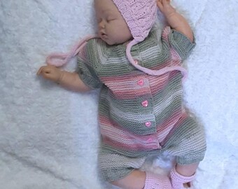 Summer Outdoors. Coming Home Set. Knitted baby clothes. Baby knit romper. Hand knitted baby set. Newborn coverall. jumpsuit knitted