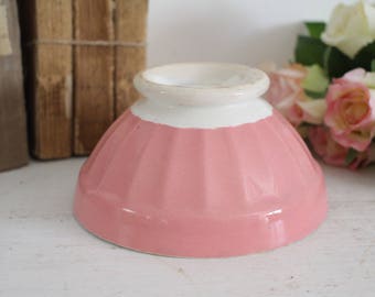 Vintage French Ironstone Pink Cafe Au Lait Bowl - Digoin Sarreguemines