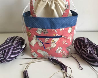 TAAT bag, Two at a Time Sock Knitting bag, TAAT project bag, knitting bag, standard small Craft Bag, Crochet Bag, Yarn Bag, WIP Bag