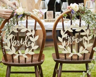 Wooden Bride Groom Chair Signs Wedding Decor Table Boho Wooden Bride Groom Chair Signs Wedding Decor Table Boho