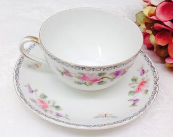 1910 hand painted Nippon teacup and saucer.