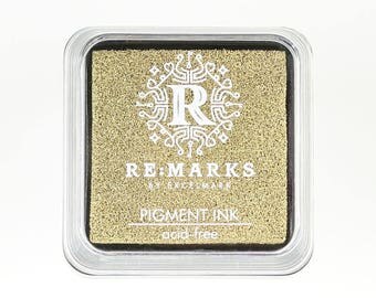 Re:Marks Gold Metallic Pigment Ink Pad, Gold Ink Pad, Metallic Gold Ink Pad, Small Rubber Stamp Ink Pads, Mini Ink Pads, 2" x 2" Ink Pads