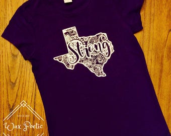 Purple Paisley Texas Strong Shirt l Texas Shirt l Texas Tee l Texas T-Shirt l Texas Strong l Paisley l Hurricane Harvey Fundraiser Shirt