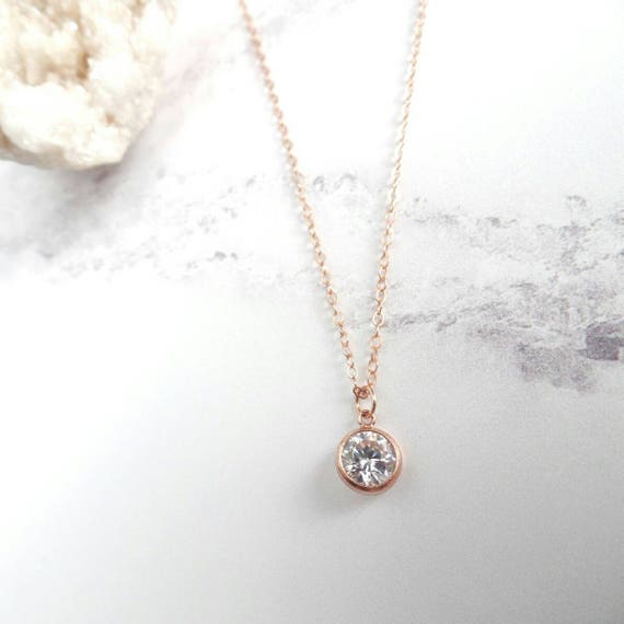 Rose Gold Filled Rose Gold Necklace Cubic Zirconia Pendant