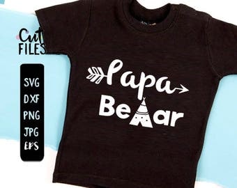 PAPA Bear svg, Daddy SVG, Dad File Silhouette Cut File Cricut Clipart Print Design Template Vinyl wall decor sticker transfer Shirt Design