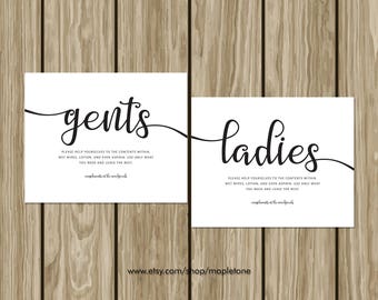 Simple Bathroom Basket Sign | Minimalist Wedding Restroom Signage | Wedding Bathroom Signage | Guests Complimentary Sign Wedding