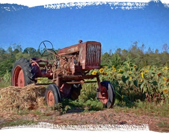 Tractor painting | Etsy