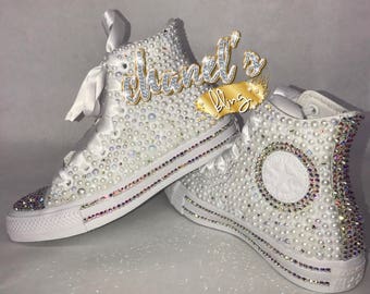 converse bedazzled pearl sneakers bling chuck taylor rhinestone chucks