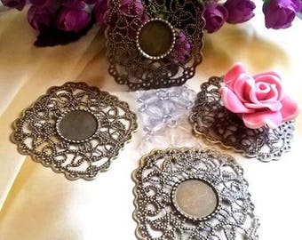prints 2 connectors bronze colored filigree 47 mm