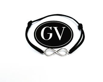 On silk cord and adjustable 925 sterling silver infinity BRACELET