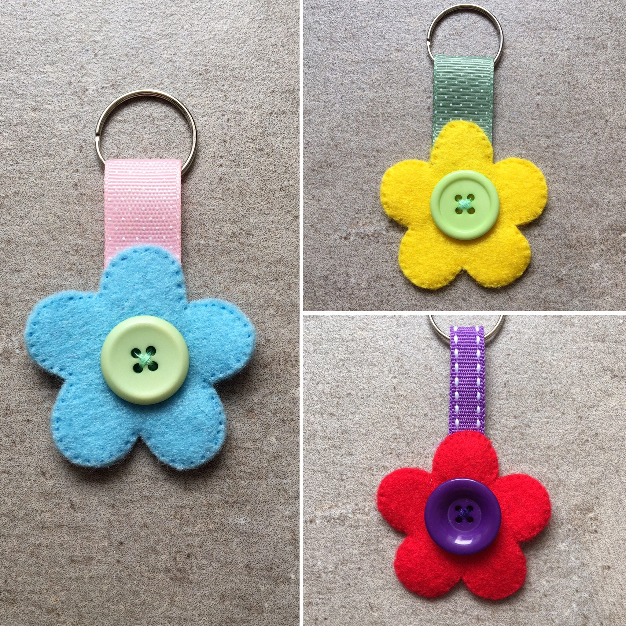Pretty felt flower key ring