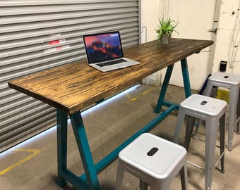 Bar table , cafe table , high table , A frame table , standing table , reclaimed wood table , industrial table , table , office desk , wood