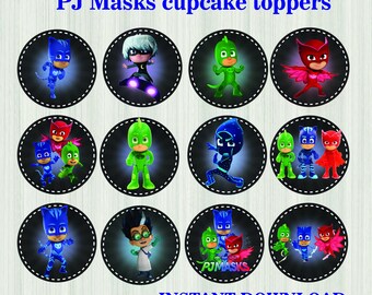 Pj Masks Cupcake Toppers Chalkboard * Pj Masks Stickers * Pj Masks Printables, Pj Masks Birthday,Pj Masks Party Favors *Pj Masks cake topper