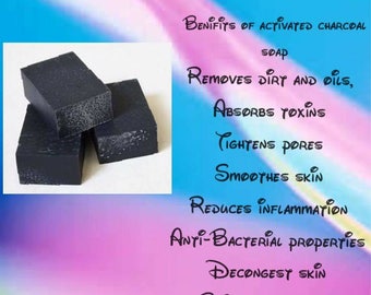 Charcoal soap. Handmade  and free shipping. 1 bar included