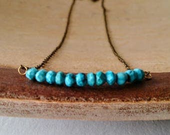 Dainty Birthstone Necklaces,Turquoise necklace, Turquoise Necklace Bar,Delicate Necklace, Dainty Necklace,turquoise silver,gift for her,