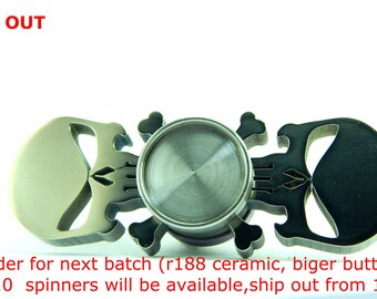All Titanium Skull spinner. Polished. Custom hand made EDC toy. Made in Russia.