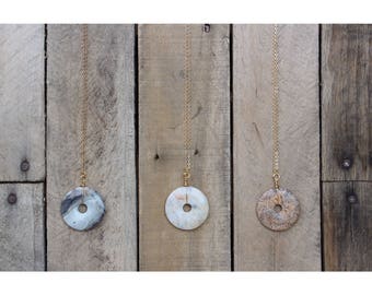 Semi Precious Donut Pendant Necklace