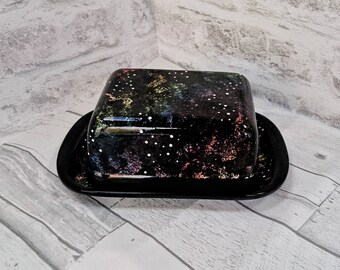 Galaxy Butter Dish, Space Dome Design, Astronomy Ceramic Gift, Kitchen Food Storage, Milky Way Present, Serving Plate, Weird and Wonderful