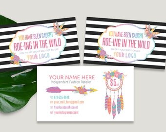 Roe-ing In The Wild Cards, You've Been Caught, Business Card Size, For Fashion Retailers, HO Approved Fonts and Colors, 2 Back Side, Boho