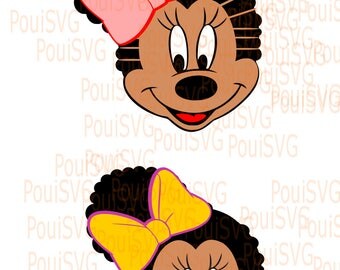 Afro Minnie svg, Minnie Mouse bows ,black girl puffs,Afro puffs svg,Disney,Silhouette svg,Cricut cutting file,african american