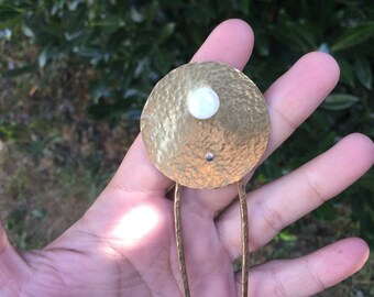 Sundisc with Moonstone Brass Hairpin